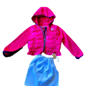 Michael Kors Hot Pink Puffer Ruffle Down Removable Hood Toddler Sz4 Light Jacket